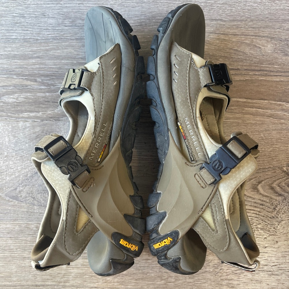 Merrell Continuum Mens Hiking Sandals Vibram Sole Olive Tan Size 11